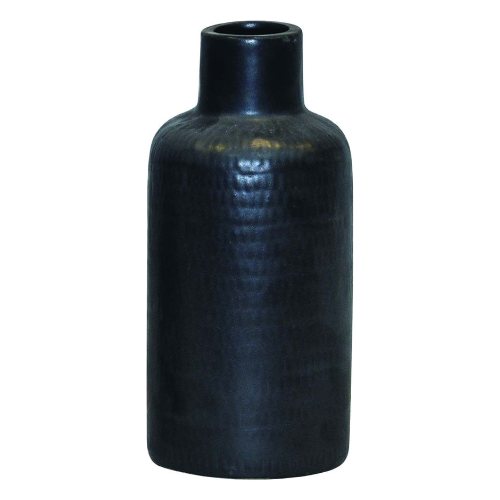 BLACK CERAMIC HAMMERED VASE