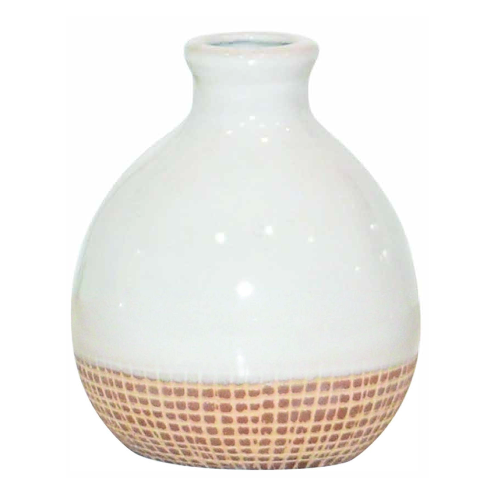 WHITE TERRACOTTA ROUND VASE