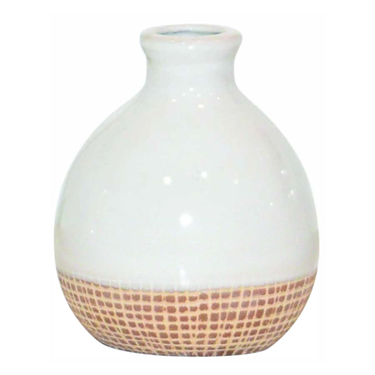 WHITE TERRACOTTA ROUND VASE