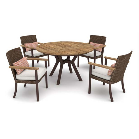 5-PC ROUND ACACIA WOOD DINING SET
