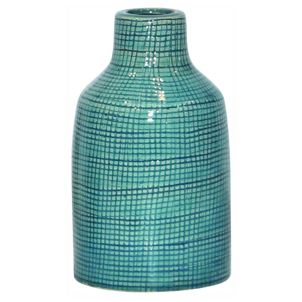 8-IN BLUE CERAMIC VASE