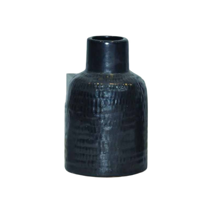 BLACK CERAMIC HAMMERED VASE