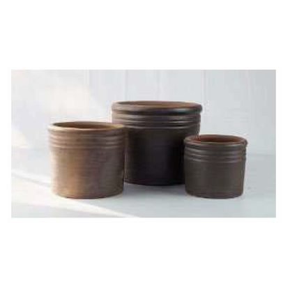 CYLINDER BROWN TERRACOTTA PLANTERS - SET OF 3