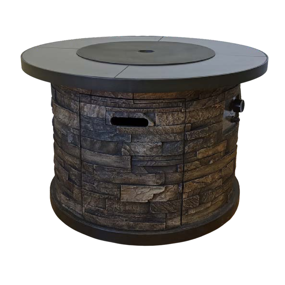 STACKED STONE GAS FIRE TABLE
