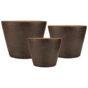 BROWN TERRACOTTA TAPERED PLANTERS - SET OF 3